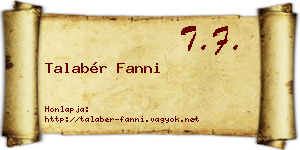 Talabér Fanni névjegykártya